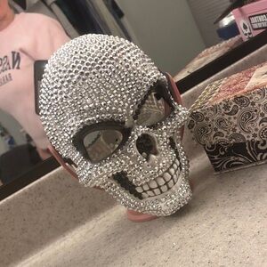 Crystal Rhinestone Skull Mask - Silver Skull Accent